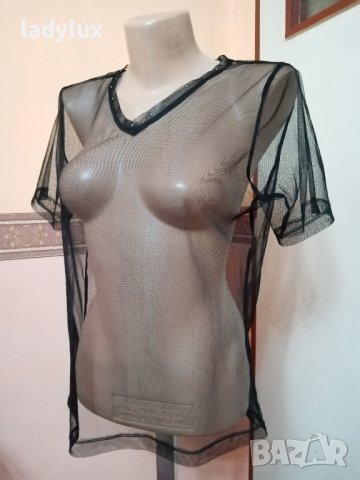 Тюлена Прозрачна Блузка, Размер S/M. Код 2095, снимка 2 - Тениски - 43298846