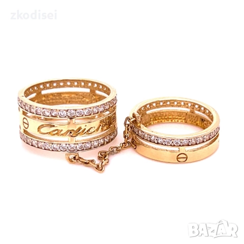 Златен дамски пръстен 7,37гр. размер:53 и 49 14кр. проба:585 модел:34400-6, снимка 5 - Пръстени - 51845844