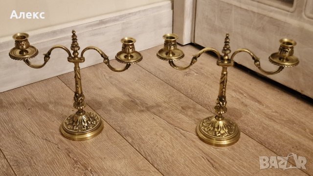 Масивни Френски свещници, Месинг, 2.4кг, снимка 4 - Антикварни и старинни предмети - 43148076