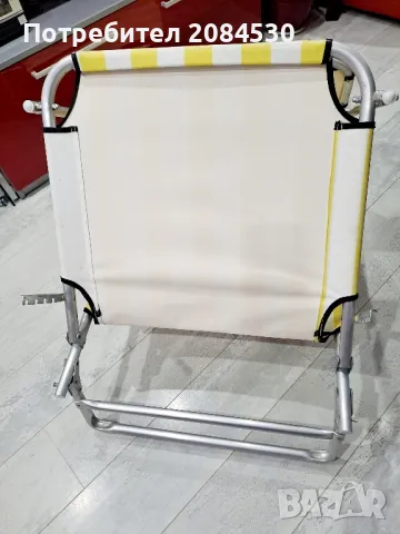 Алуминиев сгъваем шезлонг със сенник 187/62см, снимка 8 - Градински мебели, декорация  - 49705805