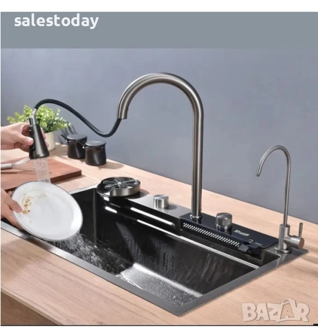 Мивка с интегрирана чешма, дозатор+ приставка за чаши