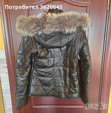 Ново дамско яке от естествена кожа и естествен пух, снимка 4 - Якета - 52443004