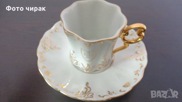 Чашка за еспресо - бохемски порцелан и позлата , снимка 1