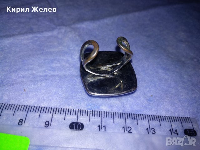 ПОСРЕБРЕН РЕГУЛИРУЕМ ВИНТИДЖ АРТ МЕДЕН ПРЪСТЕН с ГОЛЯМ ШЛИФОВАН МЛЕЧЕН КВАРЦ 36997, снимка 7 - Пръстени - 39714928