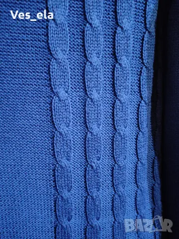 Блуза плетиво турско синьо с джобче, снимка 2 - Блузи с дълъг ръкав и пуловери - 48930314