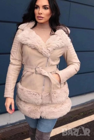 кожено яке с пух , снимка 2 - Якета - 51737743