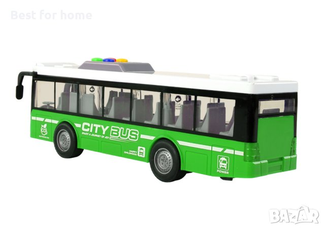 Автобус City Service,светлинен и звуков автобус, Зелено 1:16, за деца над 3 години, снимка 3 - Коли, камиони, мотори, писти - 43294148
