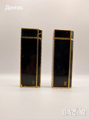 🟨 Две винтидж запалки Cartier – черен лак и позлата (Франция), снимка 3 - Антикварни и старинни предмети - 52847428