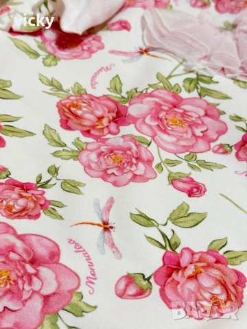 Прекрасна рокля с флорални мотиви и къдрички Monnalisa, размер 98-104см, снимка 4 - Детски рокли и поли - 53156647