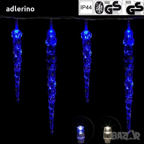 Коледна декорация 40 LED верига Ледени висулки, синьо, украса за тераса