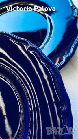 Големи стъклени кобалтови чинии- плата ESTE C.E. Италия, снимка 9 - Антикварни и старинни предмети - 51424239