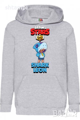 Детски Суитчър/Суитшърт Shark Leon,Brawl Stars,Игра,Подарък,Изненада,Забавление,Рожден Ден, снимка 2 - Детски анцузи и суичери - 38315925