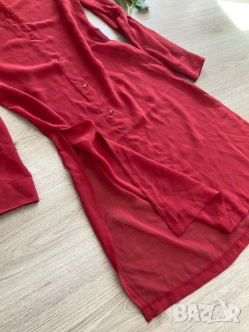 Дълга риза туника от фина материя тъмночервена размер S, снимка 9 - Туники - 43197133