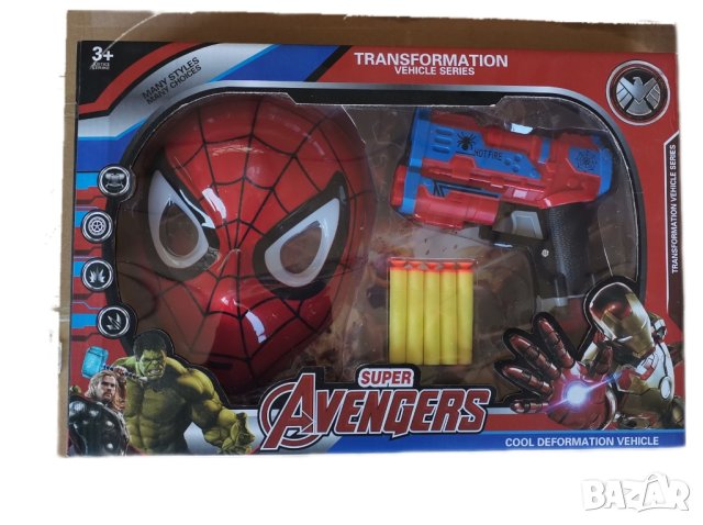 Комплект на Спайдърмен/Spiderman Маска и Пистолет с меки стрели, снимка 3 - Други - 43743496