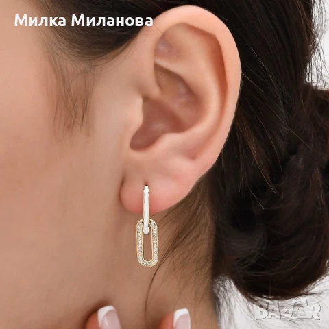 Златни обеци с Диаманти Roberto Bravo, снимка 3 - Обеци - 51290231