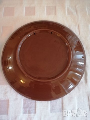 Голяма, стара керамична чиния за стена , снимка 2 - Колекции - 32286014