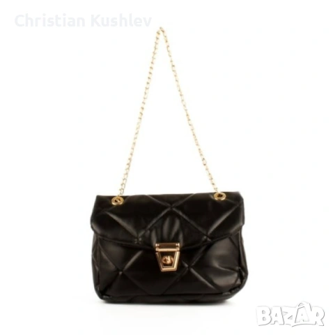 Дамска ватирана мека чанта в стилен дизайн и дръжка тип синджир, снимка 3 - Чанти - 53219965