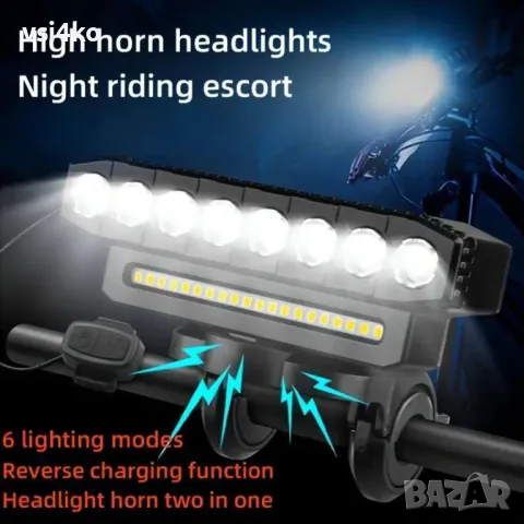 LED фар за велосипед с клаксон, снимка 2 - Аксесоари за велосипеди - 50097792
