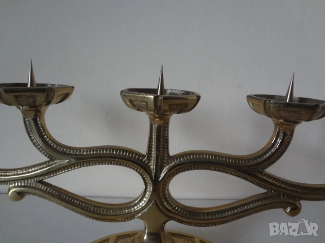 Месингов свещник за 5 бр. свещи от Италия, снимка 10 - Антикварни и старинни предмети - 53079238