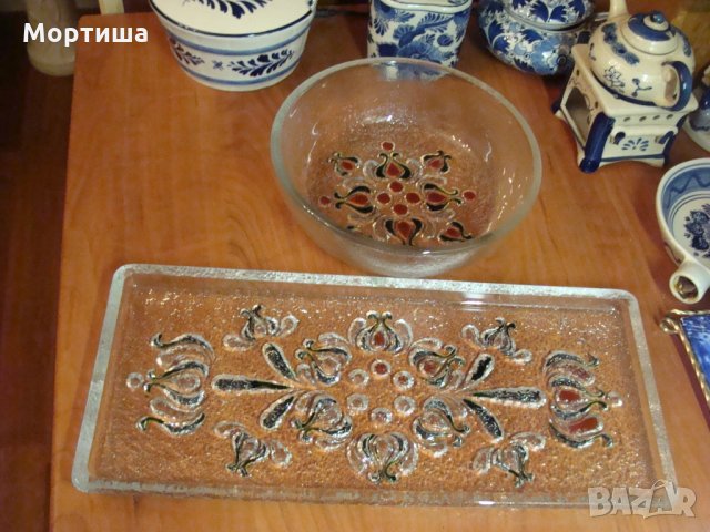 великолепен  немски сет ръчно изработен от стъкло 