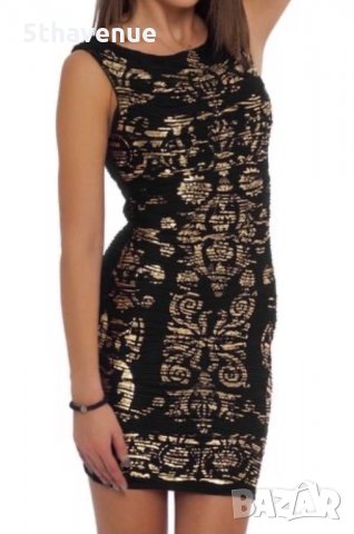 LIPSY Нова къса черна рокля без ръкав златна 