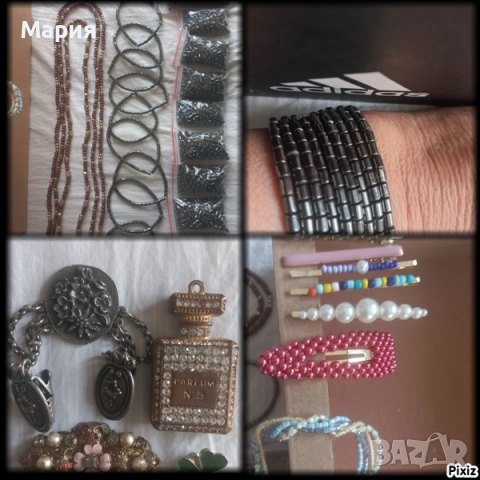 Мъниста хематит, фиби, брошки, гривни