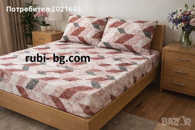 Чаршаф с ластик за 180/200 и 2 калъфки, снимка 4 - Спално бельо - 53422841