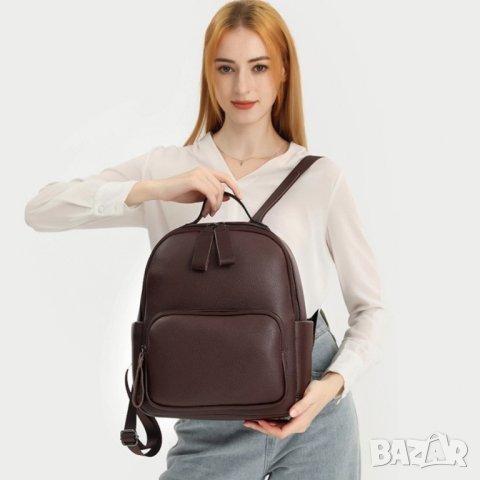 Дамска раница Естествена кожа Brown 1154, снимка 4 - Чанти - 44000285