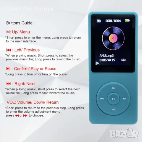 MP3 плейър 32GB ARUNGO, снимка 2 - MP3 и MP4 плеъри - 48351313