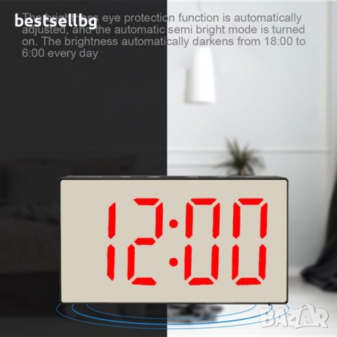 Електронен настолен часовник постоянно светещ в тъмното с термометър, снимка 5 - Други - 39948719
