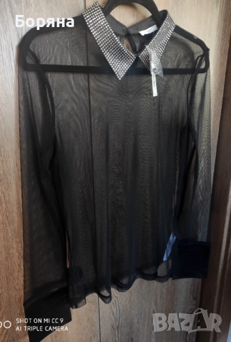 Yamamay нова с етикет блуза с яка с камъни, снимка 7 - Блузи с дълъг ръкав и пуловери - 52065568