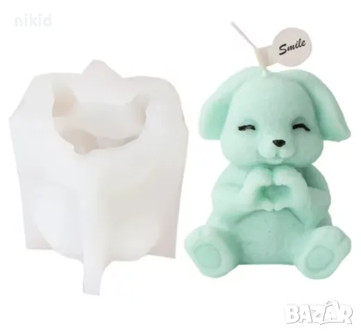 3d Заек зайче с ръце в сърце силиконов молд форма фондан шоколад смола гипс свещ сапун