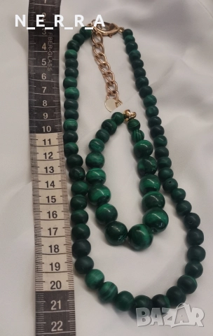 Комплект от естествен малахит, снимка 3 - Бижутерийни комплекти - 52638450