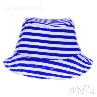 Нова детска шапка идиотка на синьо/бяло райе