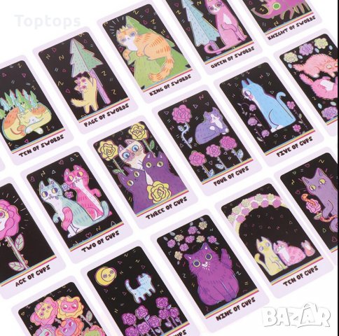 Таро карти с котки: White Cats Tarot & Black Cats Tarot & Weird Cat Tarot, снимка 9 - Карти за игра - 34171461