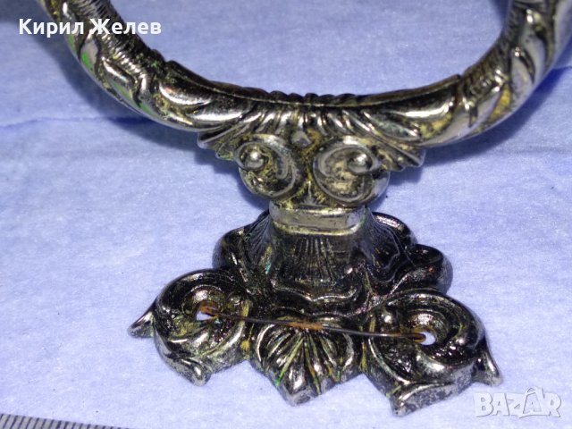 Стар РЕТРО ОРНАМЕНТИРАН СРЕБРИСТ МЕТАЛЕН ОРНАМЕНТ / ДРЪЖКА от СТАРИННА МЕБЕЛ или ДРУГО 41289, снимка 4 - Други ценни предмети - 43588111