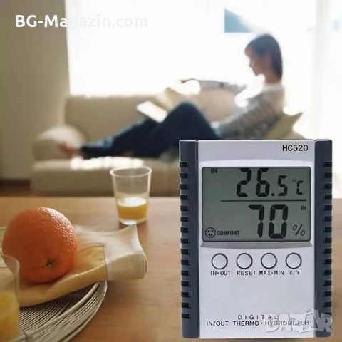 Точен дигитален електронен настолен термометър и влагомер със сонда хигрометър за въздух стая стена, снимка 4 - Друга електроника - 51028434
