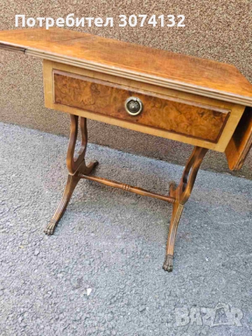 Английска масичка с интарзия, снимка 3 - Маси - 52159564