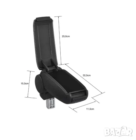 Подлакътник черна кожа подходящ за Opel Astra J (2009-2015), снимка 4 - Аксесоари и консумативи - 47458236