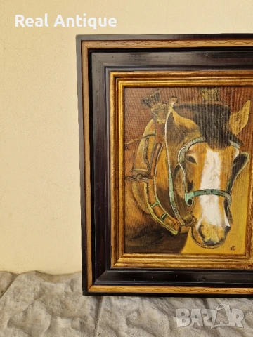 Прекрасна антикварна авторска картина масло върху платно , снимка 5 - Антикварни и старинни предмети - 50781969