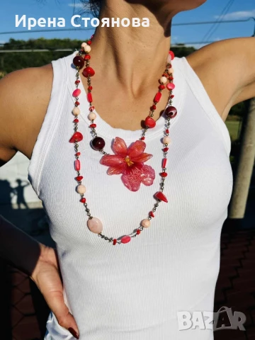 Колие с регулируема дължина, естествен цвят на орхидея, снимка 3 - Колиета, медальони, синджири - 51002776