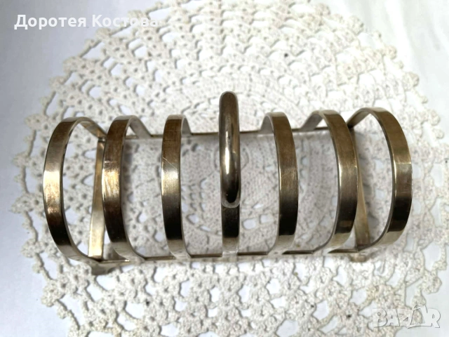 Красива посребрена поставка за 6 филийки от Англия, снимка 4 - Антикварни и старинни предмети - 53332261