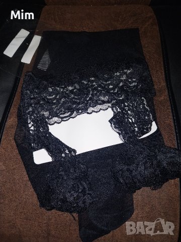 Черни чорапи ликра съединени с жартиери с колан, снимка 3 - Бельо - 43185245
