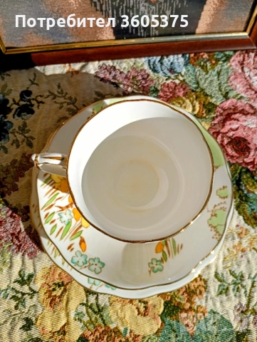 Троен сет за чай, английски костен порцелан , снимка 4 - Антикварни и старинни предмети - 52942333