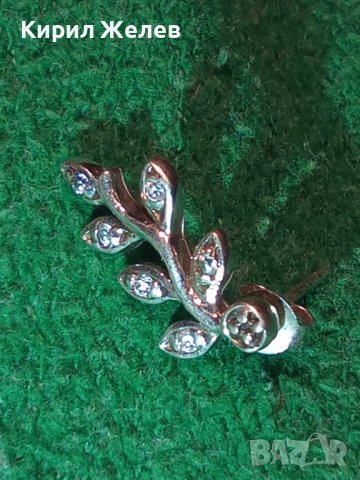 СКЪПОЦЕННА ФЛОРАЛНА СРЕБЪРНА АРТ ОБЕЦА СРЕБРО 925 с БЯЛА ПОЗЛАТА и ЦИРКОНИ 41227, снимка 3 - Обеци - 43222798