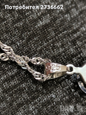 Сребърно колие с бял цирконий , снимка 4 - Колиета, медальони, синджири - 44898798