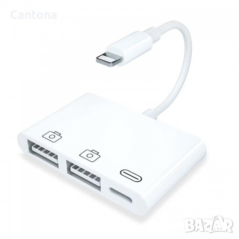 Lightning адаптер към 2xUSB A порта и 1x Lightning порт за зареждане, снимка 1 - Аксесоари за Apple - 40102931