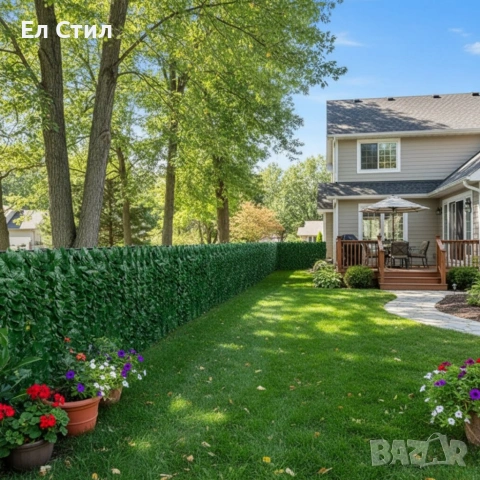 Ограда от зелени листа - панел за уединение с реалистичен вид 3 x 0,5 м, снимка 2 - Огради и мрежи - 53565268