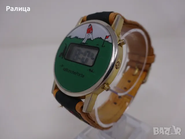 Електронен часовник с каишка от естествена кожа, снимка 6 - Мъжки - 47427675