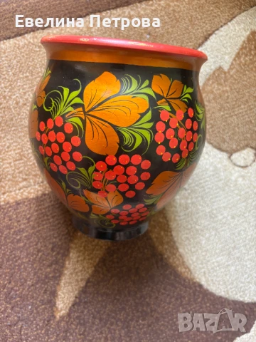 Дървена купа/кашпа Хохлома